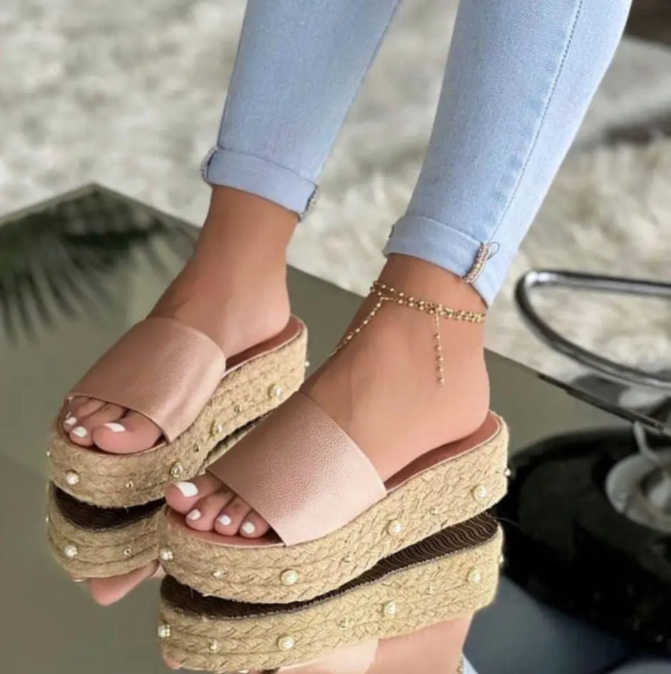 sandalia de yute de perlas
