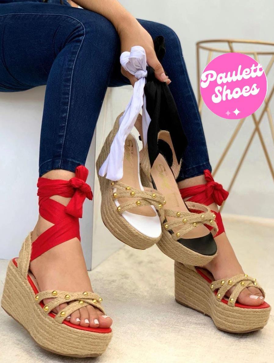 Plataforma romana cruzada de perlas doradas 🔥 - PAULETT SHOES