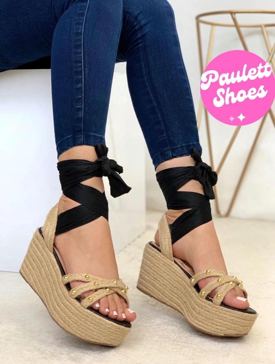 Plataforma romana cruzada de perlas doradas 🔥 - PAULETT SHOES